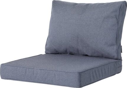 Madison loungekussen set met waterbestendige Manchester Denim Grijs bekleding, 2-delig, 73 x 73cm.