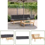 Massief acaciahouten loungeset van The Living Store, 100 x 60 x 30 cm, met olieafwerking. Geschikt voor tuin- en terrasgebruik.