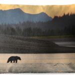 Brown bear-themed outdoor cushion measuring 50x30 cm by PillowMonkey for garden use.